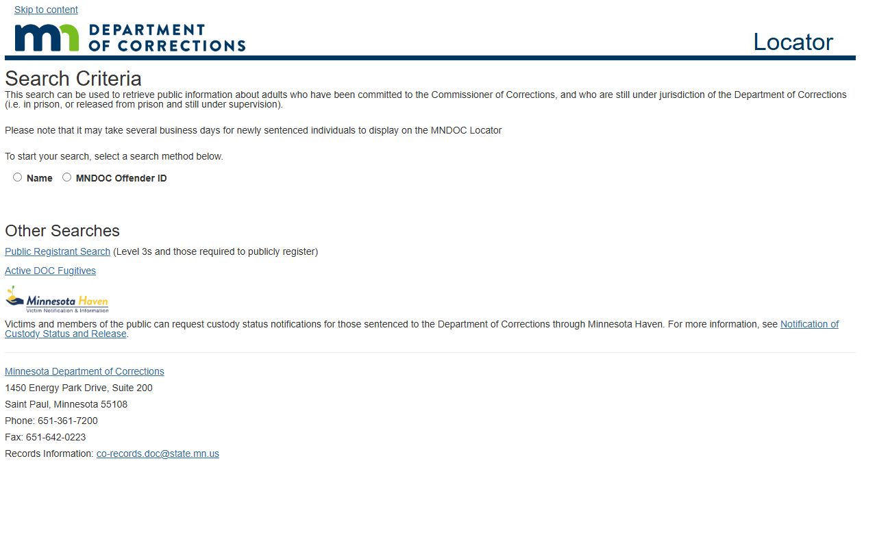 Minnesota DOC locator for Lincoln County sentenced inmate search